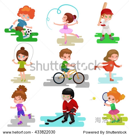 kids sport isolated boy and girl playing active games vector