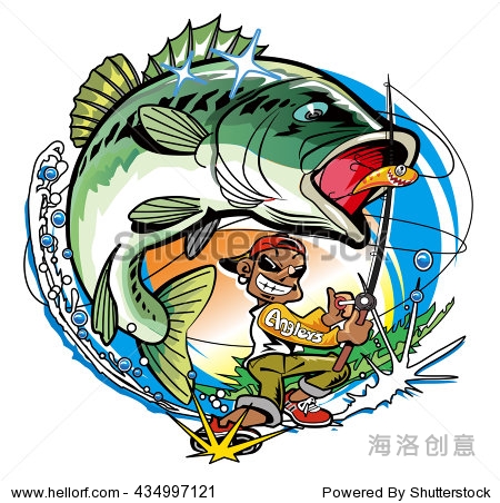 风格画稿捕鱼--美国黑色的生物-漫画/野生动物漫低音分镜图片