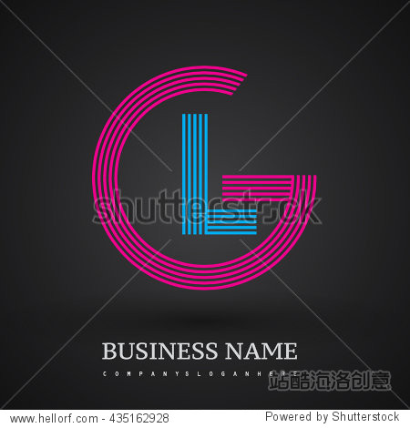 letter gl linked logo design circle g shape.  red