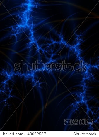 分形图像描绘一个抽象的雷电交加的暴风雨。