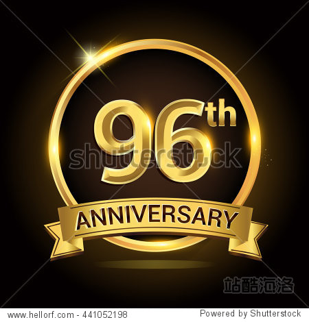 96th golden anniversary logo with shiny ring and