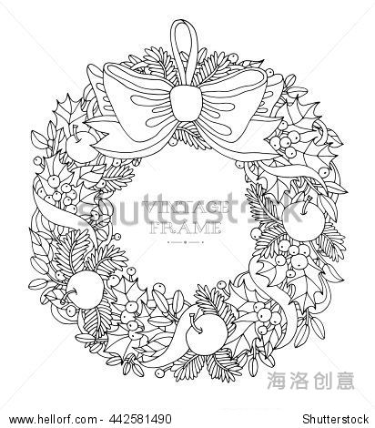 christmas wreath with bow ribbon.