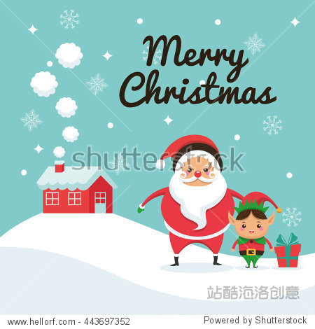 santa and elf cartoon icon. merry christmas. vector graphic