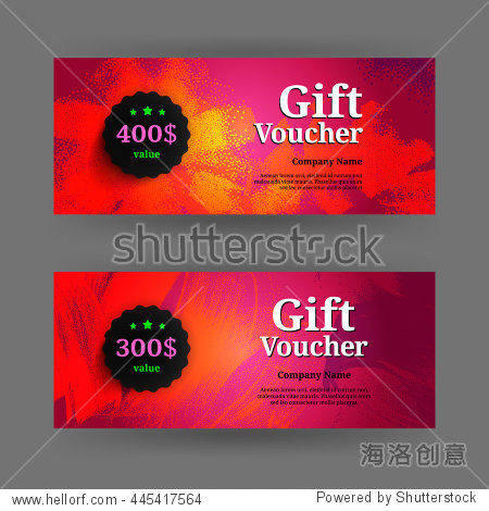 vector gift voucher with dot pattern background and black circle