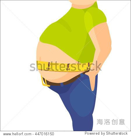 abdomen fat, overweight man with a big belly and measure tape