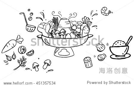 sukiyaki hot pot with vegetables and rice