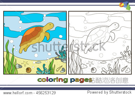 <strong>coloring</strong> pages for children vector coloring book turtle