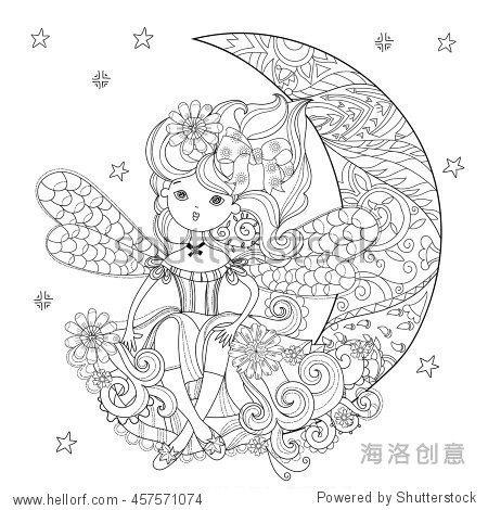 sketch for postcard or print or coloring adult anti stress book.