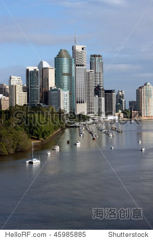 澳大利亚昆士兰州首府布里斯班。画面突出了布