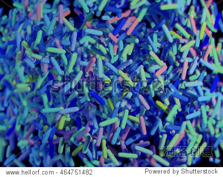 gut bacteria microbiome. 3d illustration. representation.