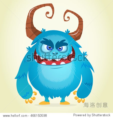 angry cartoon monster. halloween vector blue and