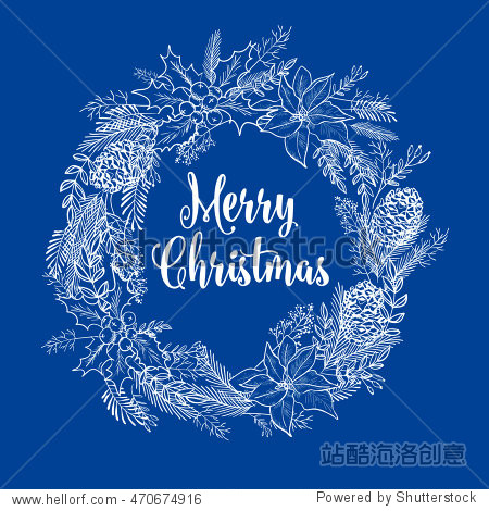 wreath for holiday invitation merry christmas and happy new year