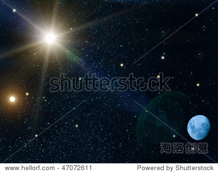 天空太阳星星月亮图片