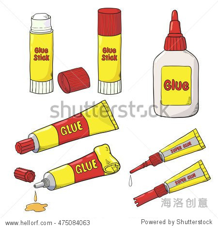 vector collection of glue tubes bottle and stick