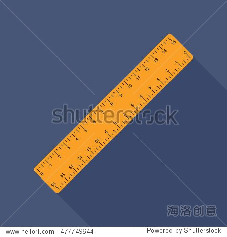 ruler icon or button in flat style with long shadow, isolated