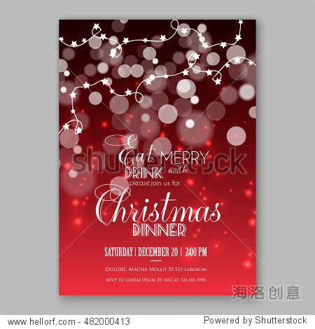 holiday decoration garland. merry christmas party invitation