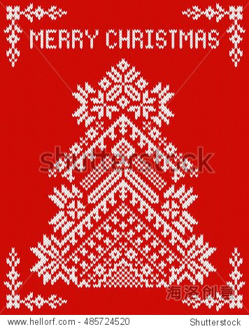 ornate christmas tree with red and white folk ornaments.