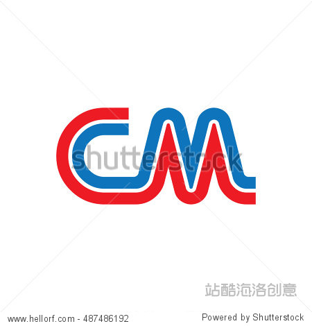 initial letter cm linked logo red blue