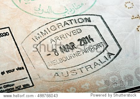 australian passport stamp for entring the country