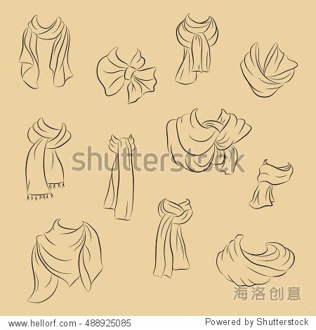 collection of realistic scarf fashionable accessories.