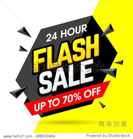 24 hour flash sale banner save up to 70%. vector
