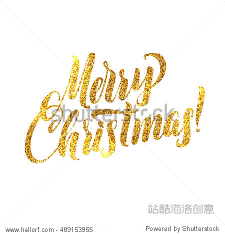 gold merry christmas card. golden shiny glitter.