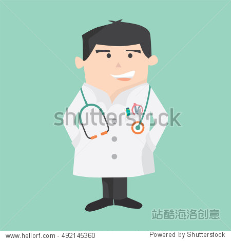 flat design male doctor stand vector illustration
