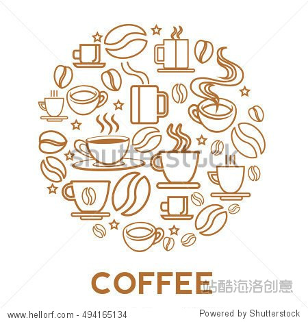 vector coffee house logo concept in mono line style coffee and