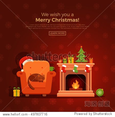 christmas tree gifts decoration armchair fireplace santa heat
