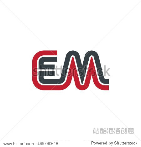 initial letter em linked design logo red black
