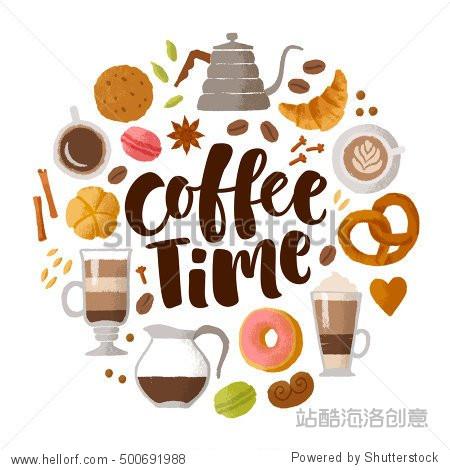 hand-drawn graphic illustration for coffee shop market cafe