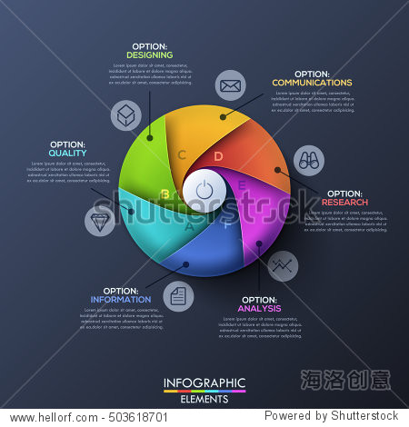 infographic design template. circle divided by 6