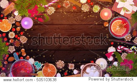 merry christmas food celebration cook on wood texture: mulled