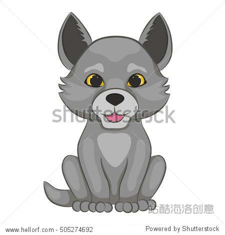 cute cartoon wolf cub. forest animal. isolated on