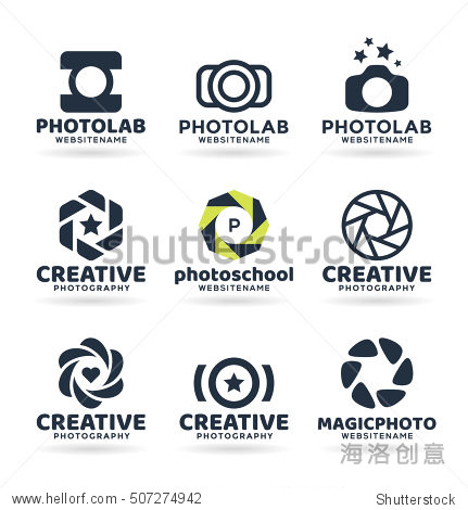 set of photography logo design elements.