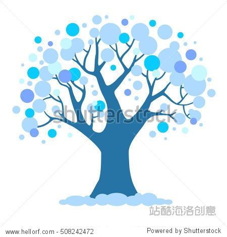 vector winter tree. cartoon christmas forest.