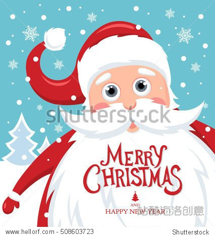 santa claus with merry christmas lettering for holiday