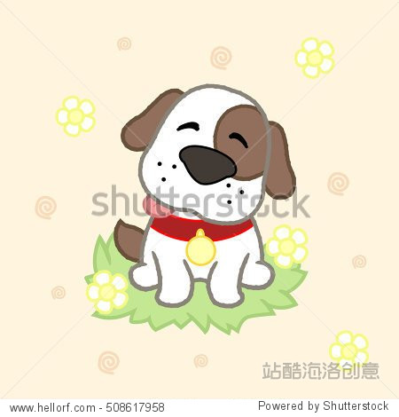 cute puppy drawing for kids.vector illustration.