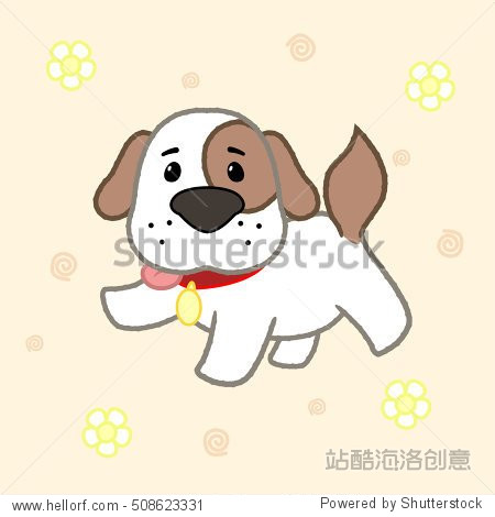 cartoon cute puppy drawing for kids.vector illustration.