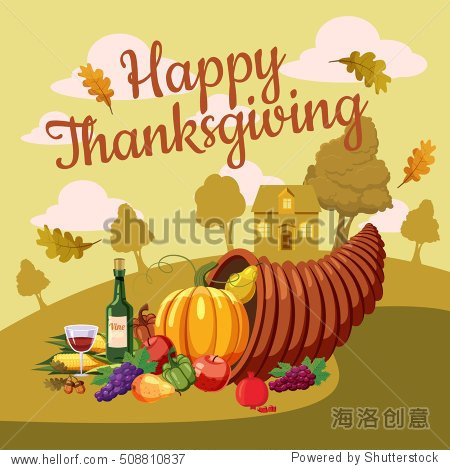 cartoon illustration of thanksgiving day concept for web