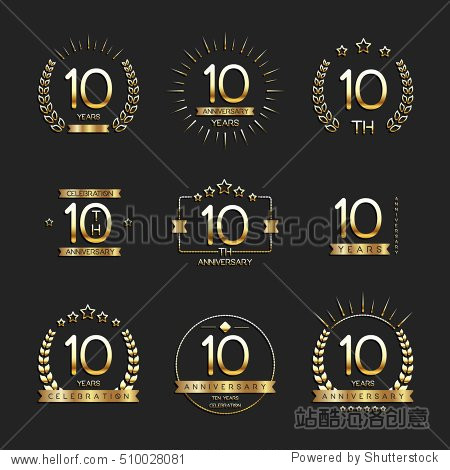 ten years anniversary celebration logotype. 10th