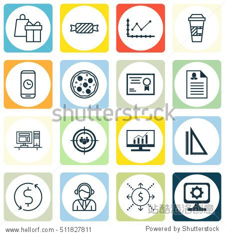 set of 16 universal editable icons.