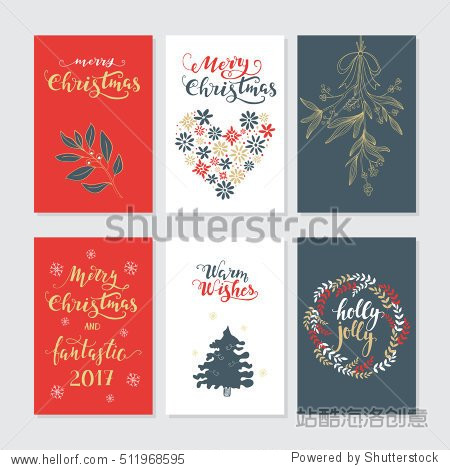 vector merry christmas greeting cards and invitations isolated