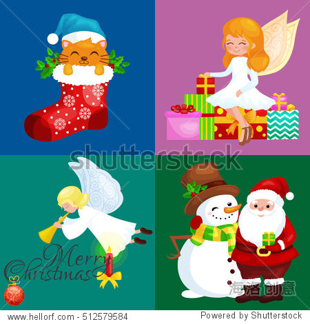 santa claus snowman hats children enjoy winter holidays elf with