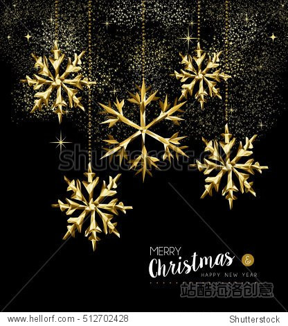 merry christmas and new year gold winter holiday decoration low