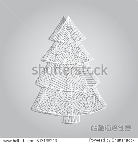 paper openwork tree. christmas tree cut out of paper.