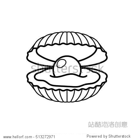 black pearl in shell line gift icon. vector  - ,.