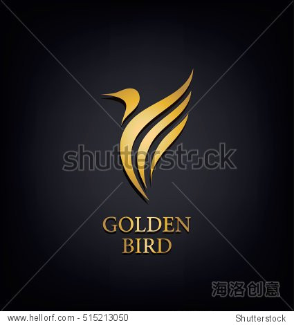 golden phoenix bird brand animal logo luxury brand identity for