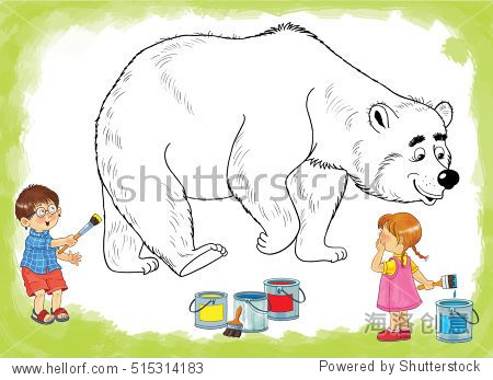a cute big bear. illustration for children. coloring book.