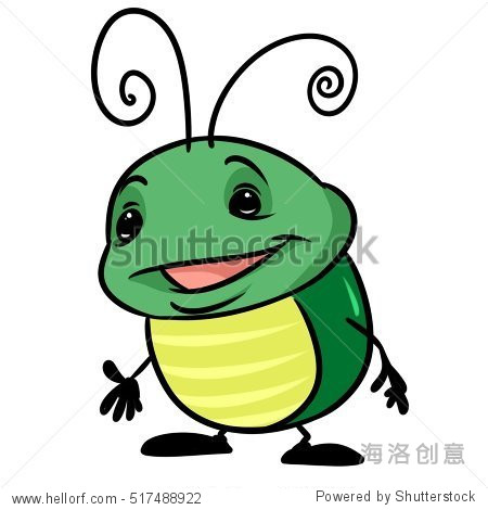 insect green beetle cartoon illustration isolated image